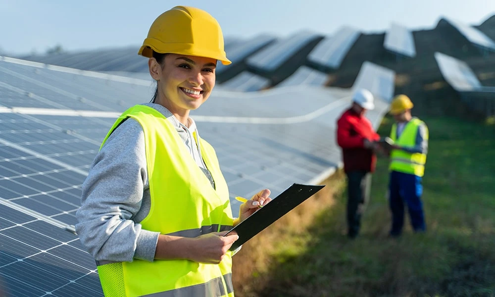 Solar team member at solar plant