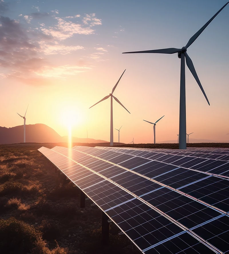 Windmills and solar panels